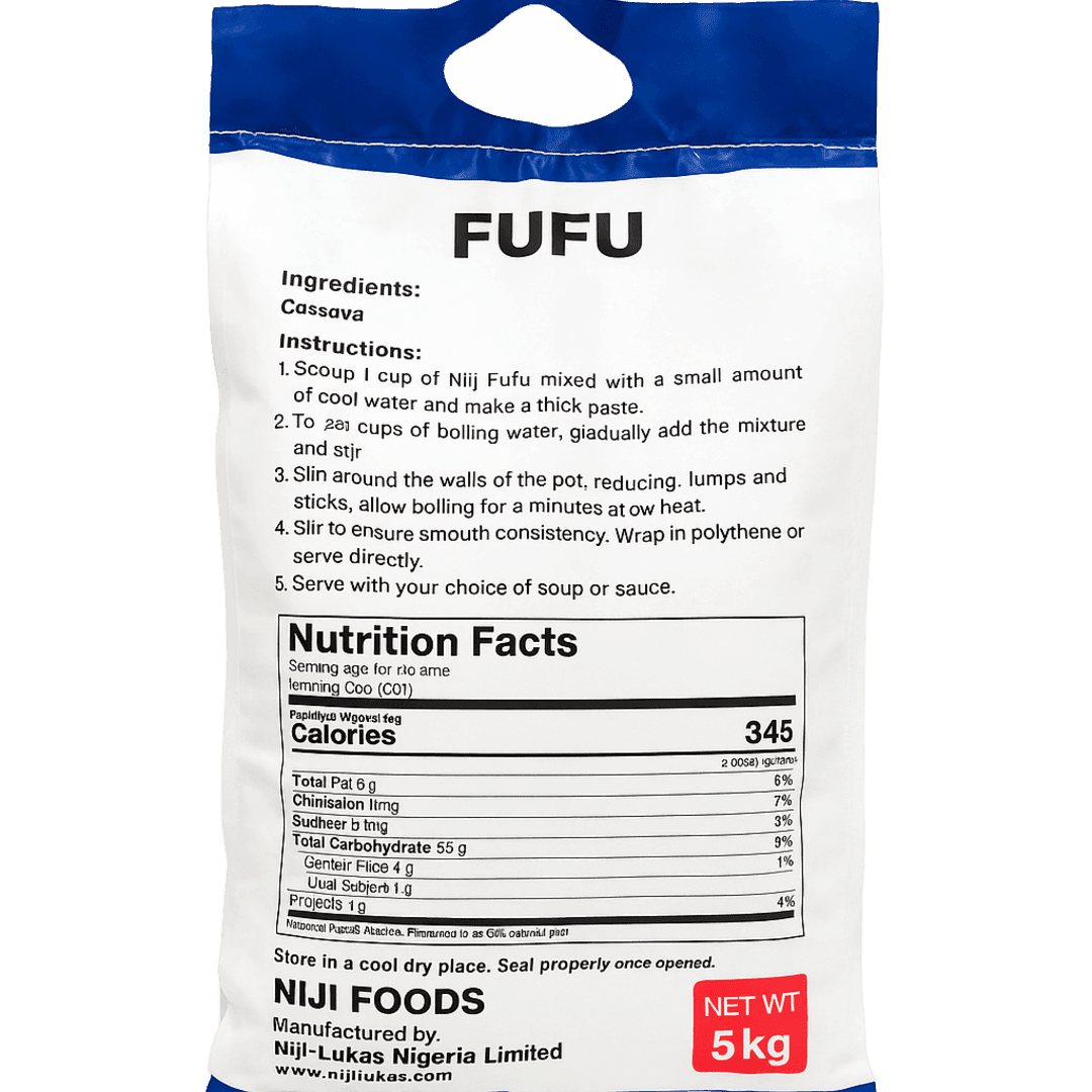 Niji Foods Odorless Fufu – 5kg (11.02 lbs)