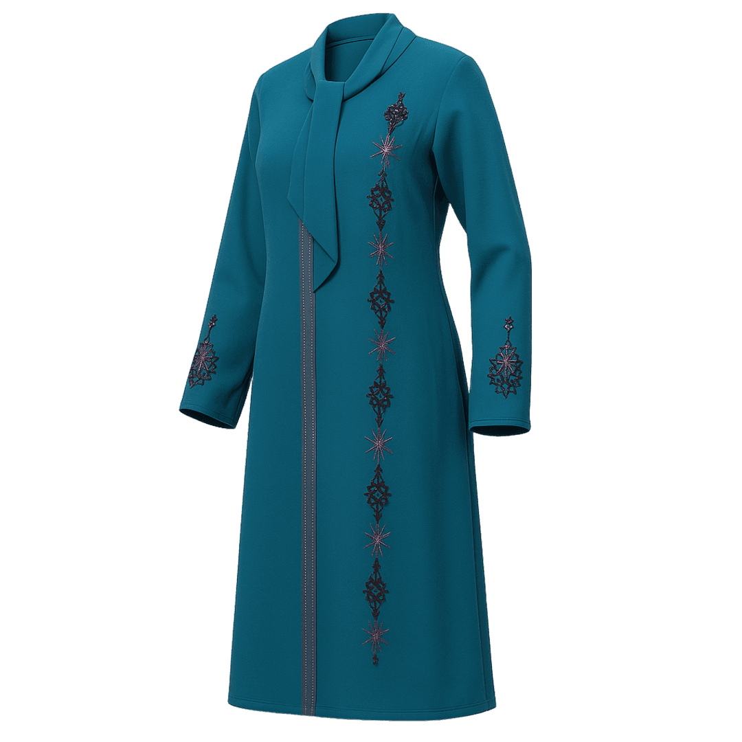Teal Sequin Abaya with Matching Scarf image 2