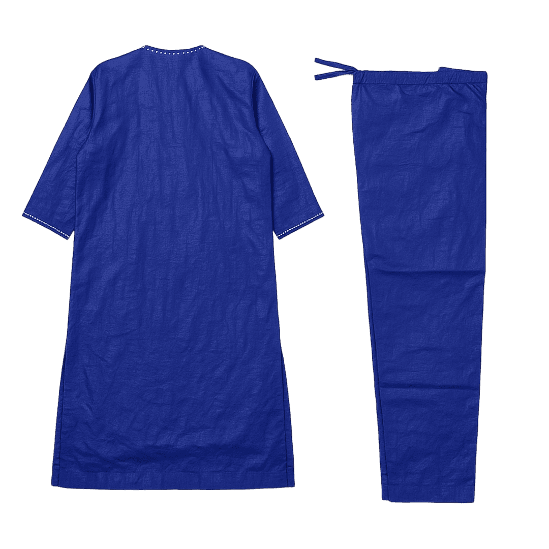 Men's Royal Blue African 2-Piece Set – Embroidered Top & Pants