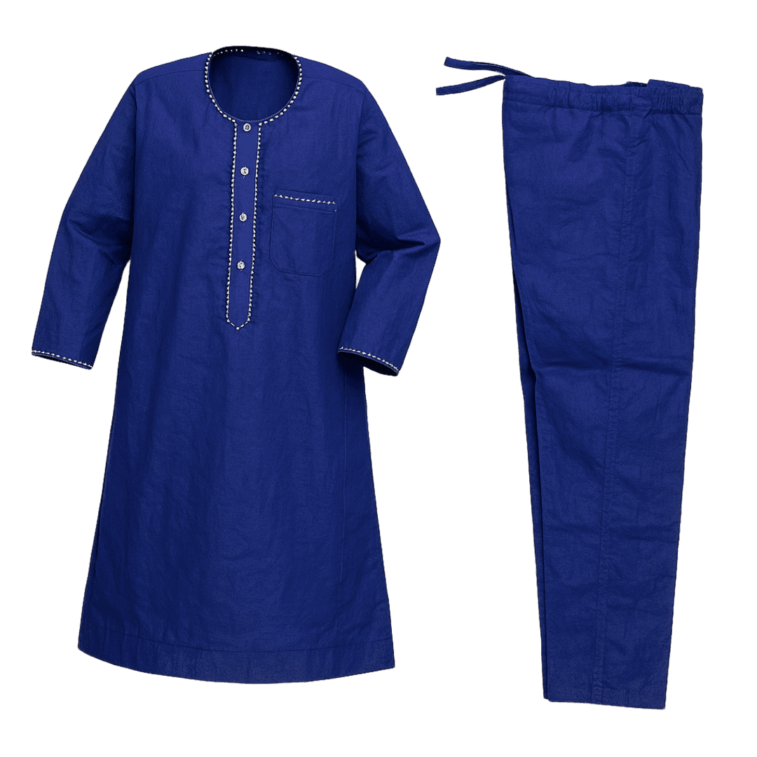 Men's Royal Blue African 2-Piece Set – Embroidered Top & Pants