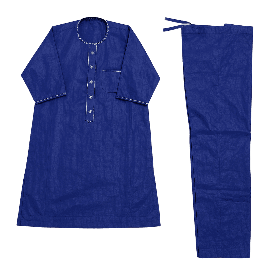 Men's Royal Blue African 2-Piece Set – Embroidered Top & Pants