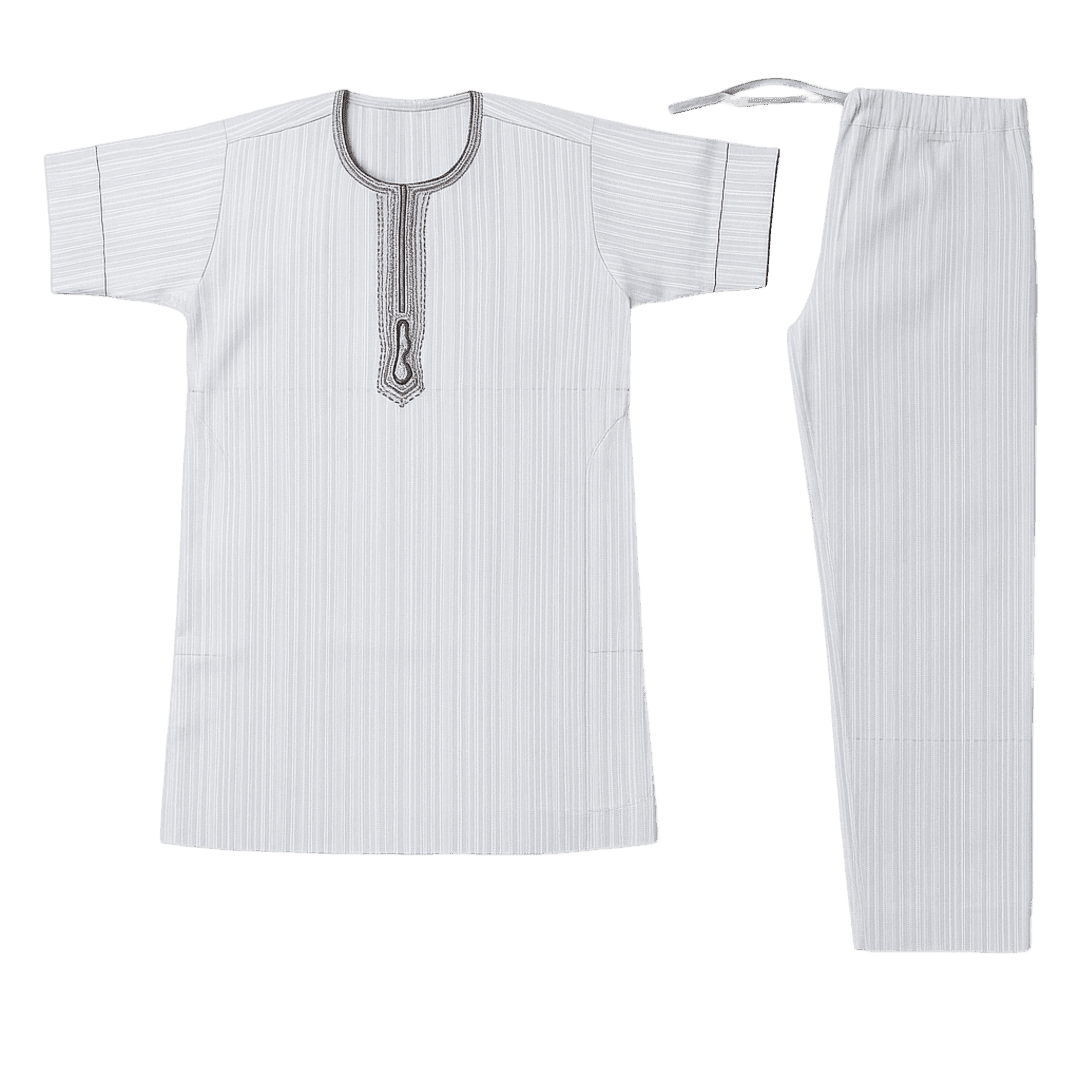 Men's African Embroidered Kaftan Set – Top & Drawstring Trousers