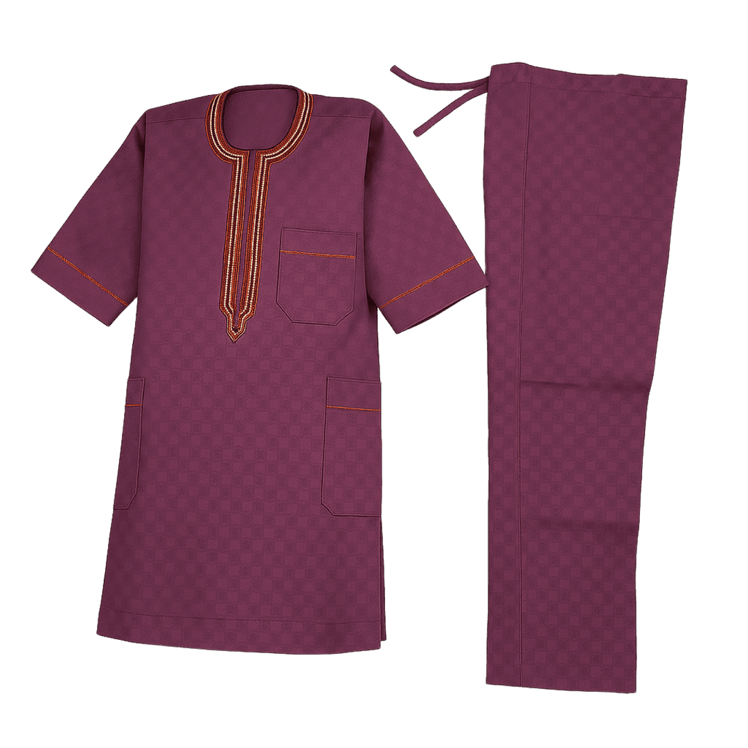 Men's Nigerian Senator Suit – 2-Piece Embroidered Top & Trousers
