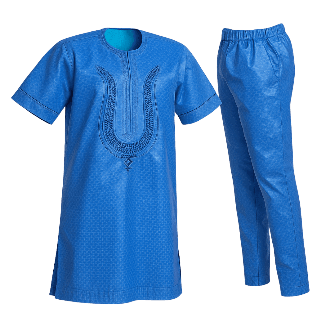 Men's 2-Piece Set – Short Sleeve Top & Pants (Sky Blue)