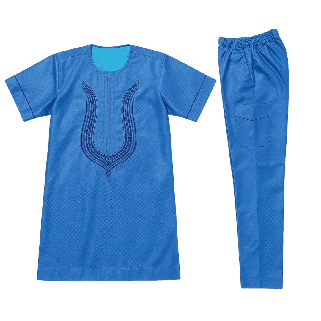 Men's 2-Piece Set – Short Sleeve Top & Pants (Sky Blue)