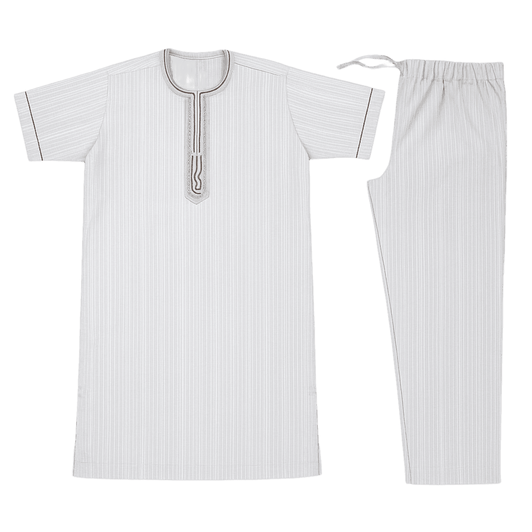 Men's African Embroidered 2-Piece Set – Short Sleeve Top & Trousers