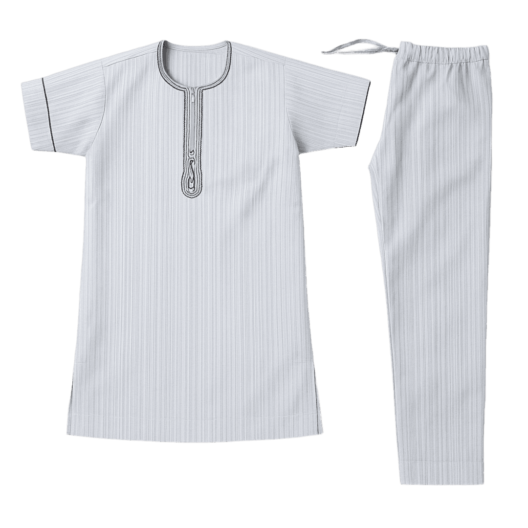 Men's African Embroidered 2-Piece Set – Short Sleeve Top & Trousers