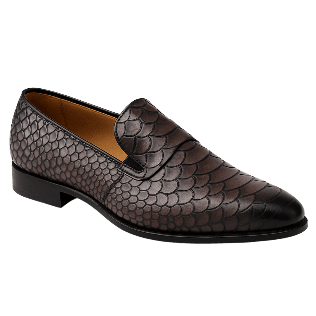 Men's Scale Leather Slip-On Loafer – Size 11