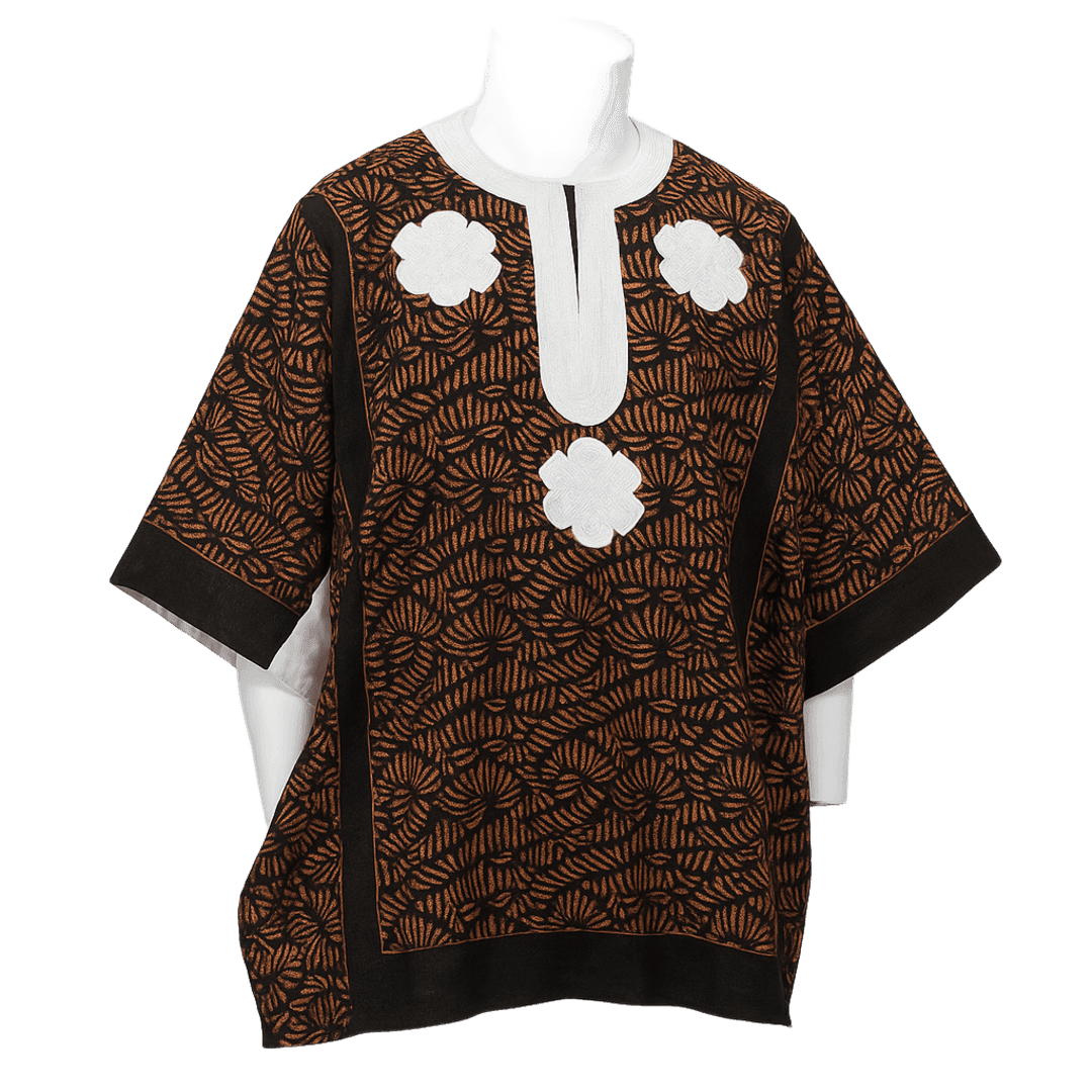 Men's Dashiki– African Print with White Collar