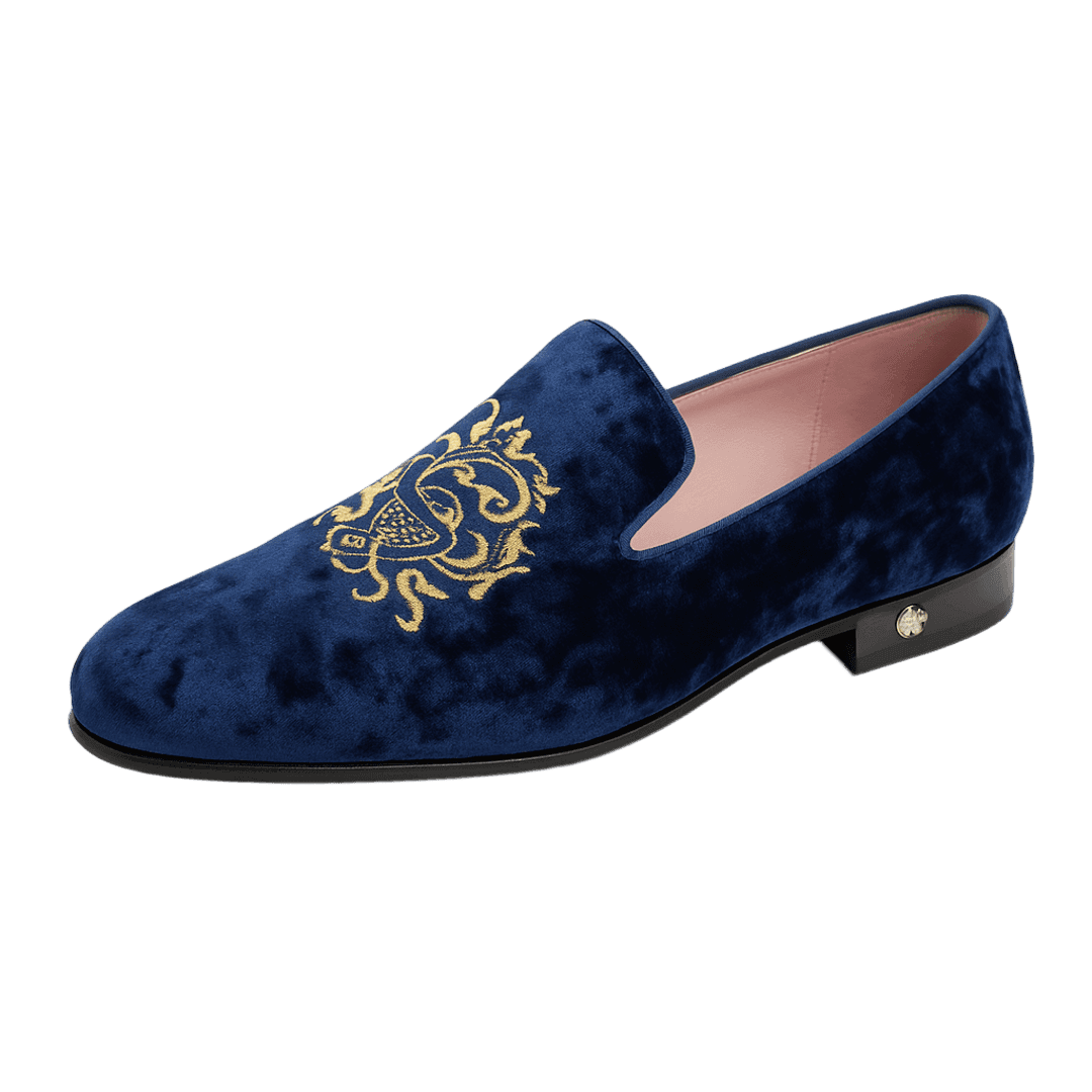 Gucci Men's Royal Blue Crushed Velvet Loafer