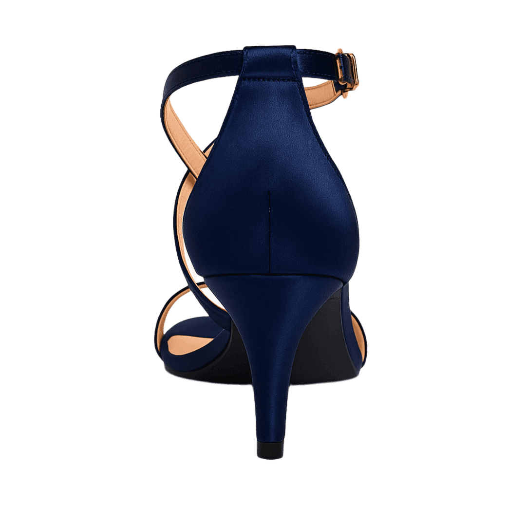 Navy Blue Satin Heel