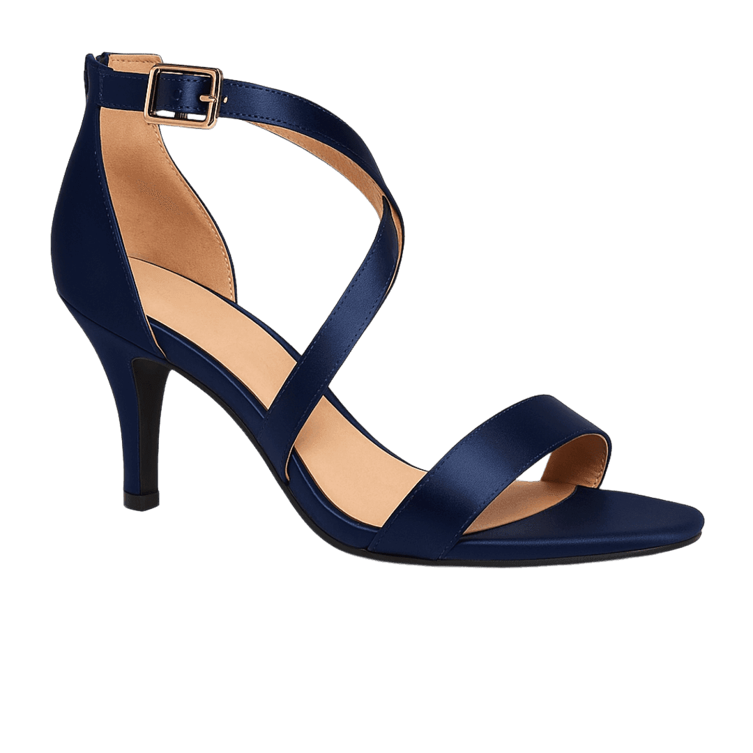 Navy Blue Satin Heel