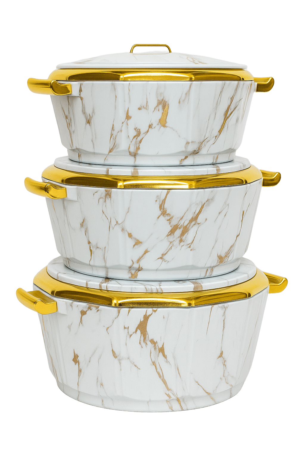 White Marble Casserole Set