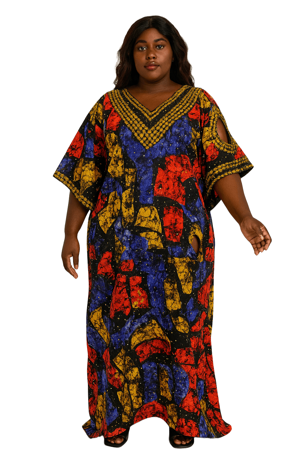 Multi colored Ankara fully stoned Kaftan for women