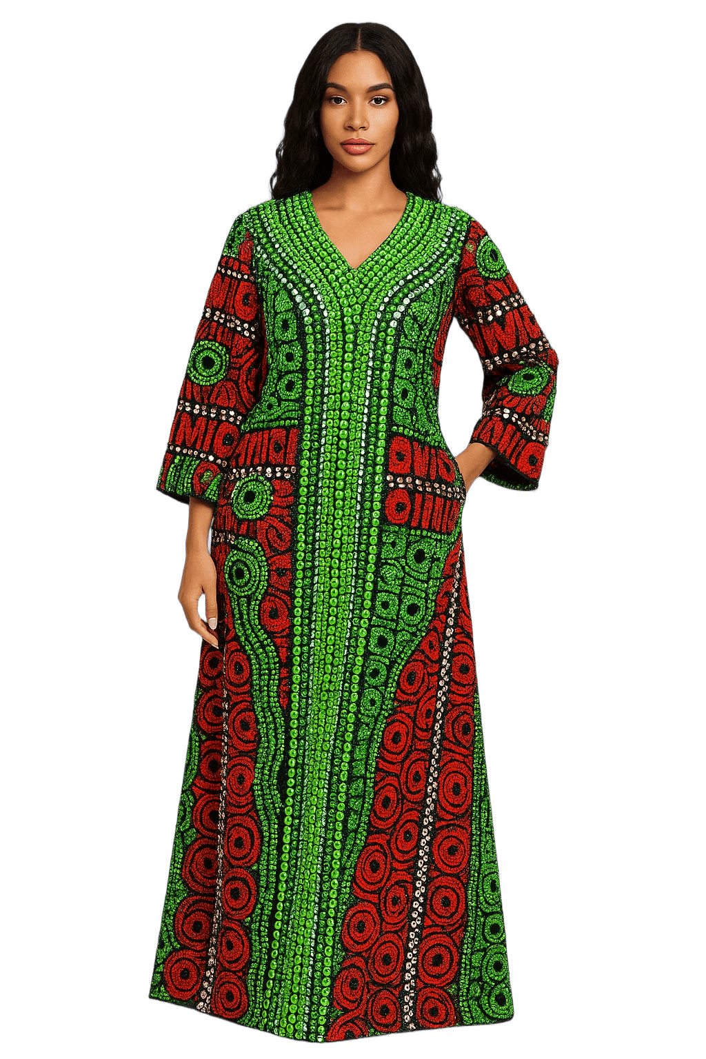Multi colored Ankara fully stoned Kaftan for women