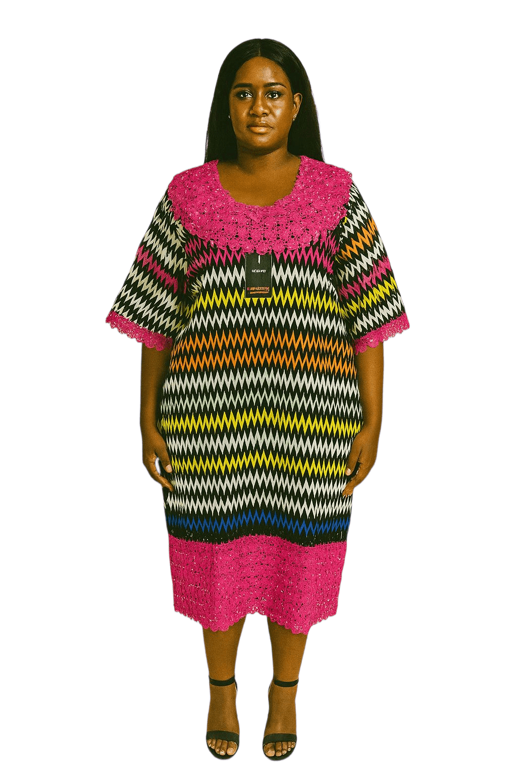 Kneel lenght Ankara Top mixed with Lace materia;s for women