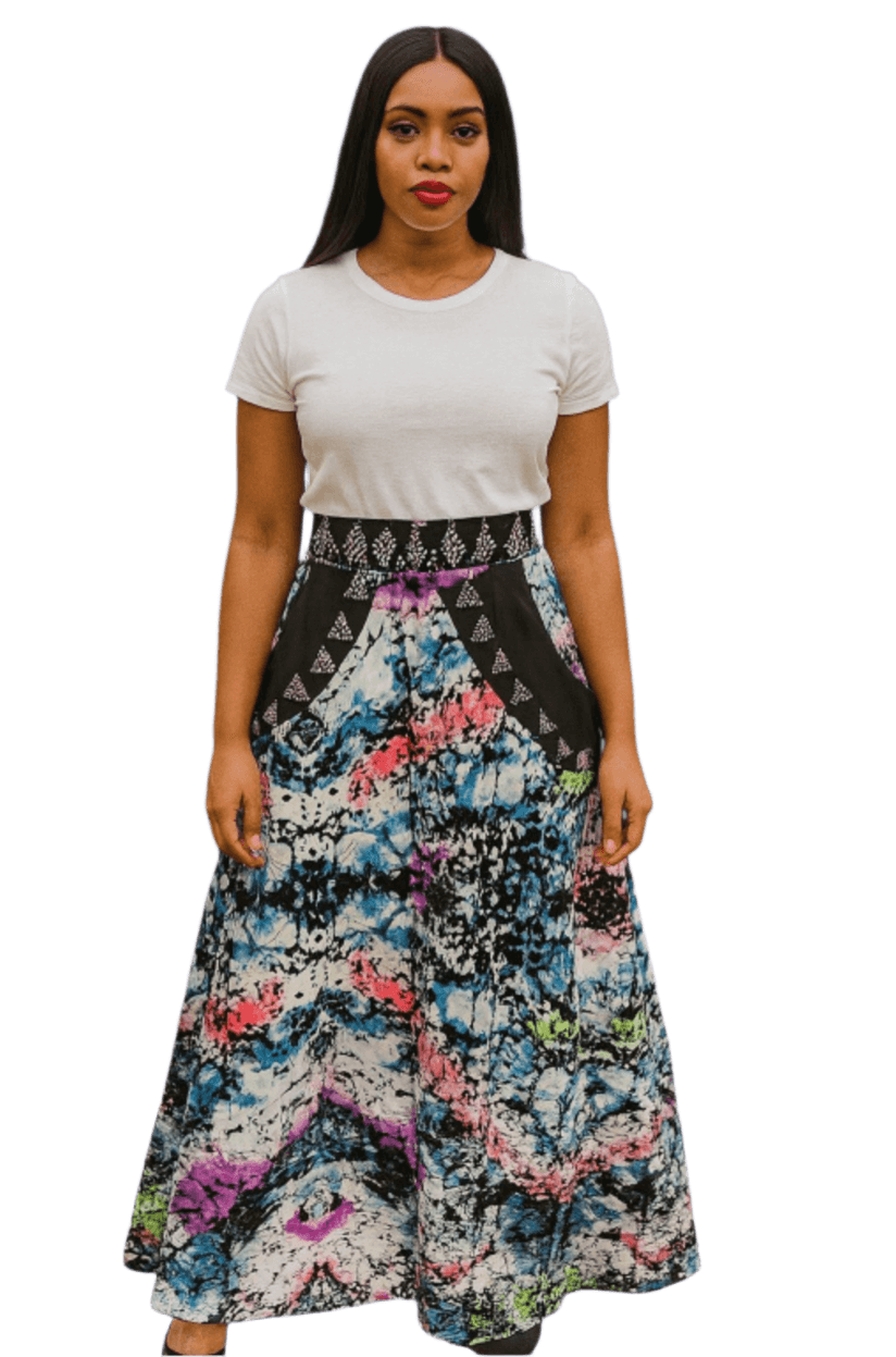 Ankara Cotton long Skirt with 2 side pockects