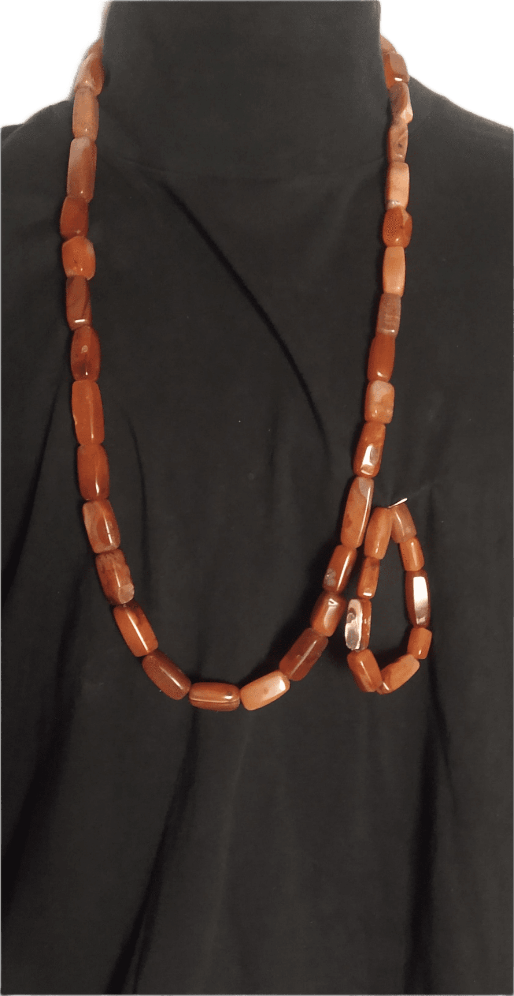 Authentic African carnelian stone bead necklace set