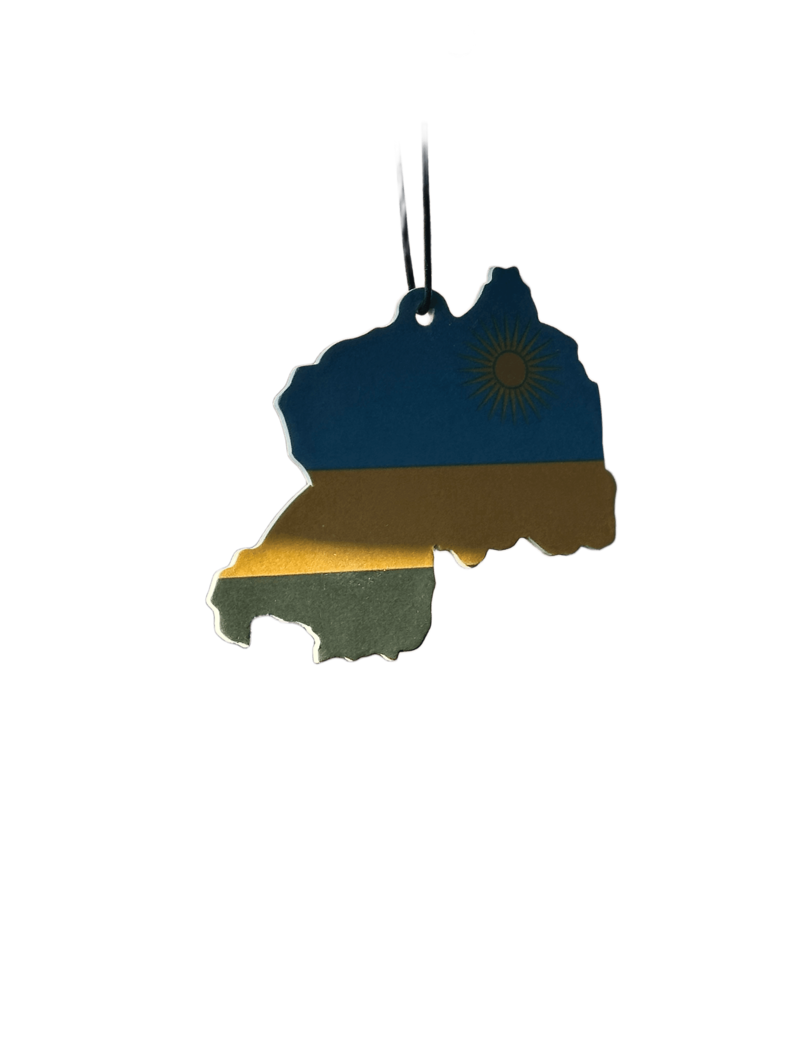 PRDRWNDN® Rwandan Flag & Map Car Freshener – Premium Hanging Automotive Air Freshener