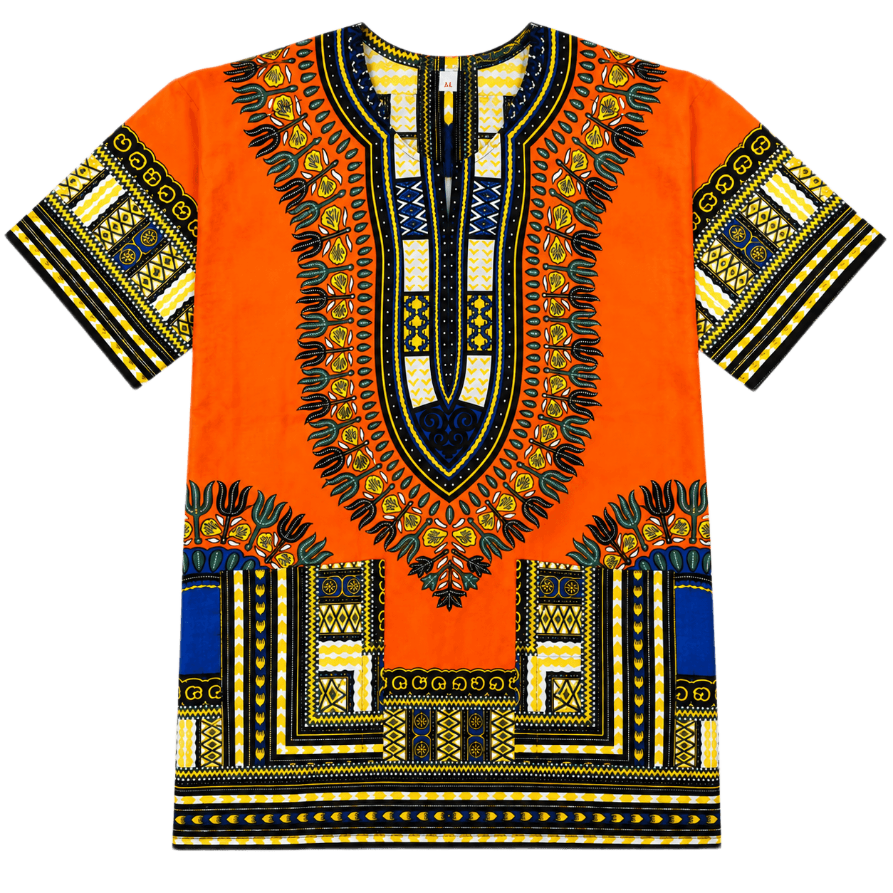 Vibrant Orange Traditional West African Dashiki Shirt