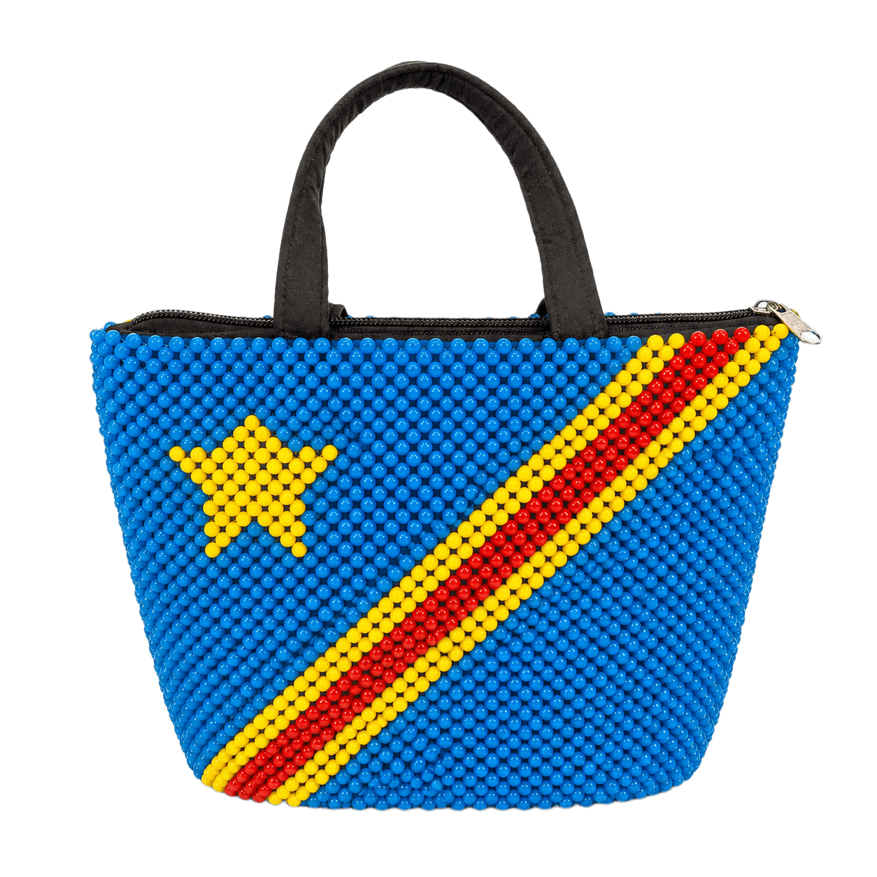 Handcrafted Beaded DRC Flag Tote Bag
