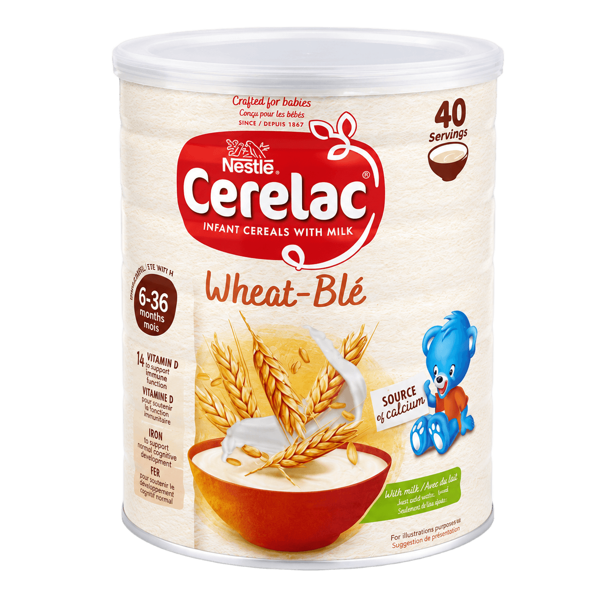 Nestlé Cerelac Wheat-Blé Infant Cereal with Milk (40 Servings)