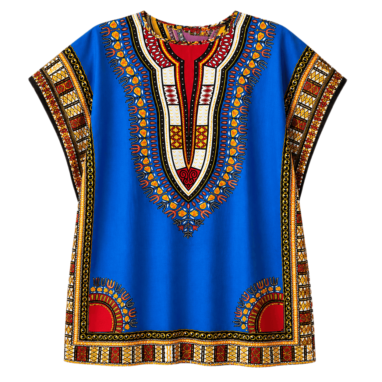 Blue Traditional African Dashiki Shirt - Geometric Print