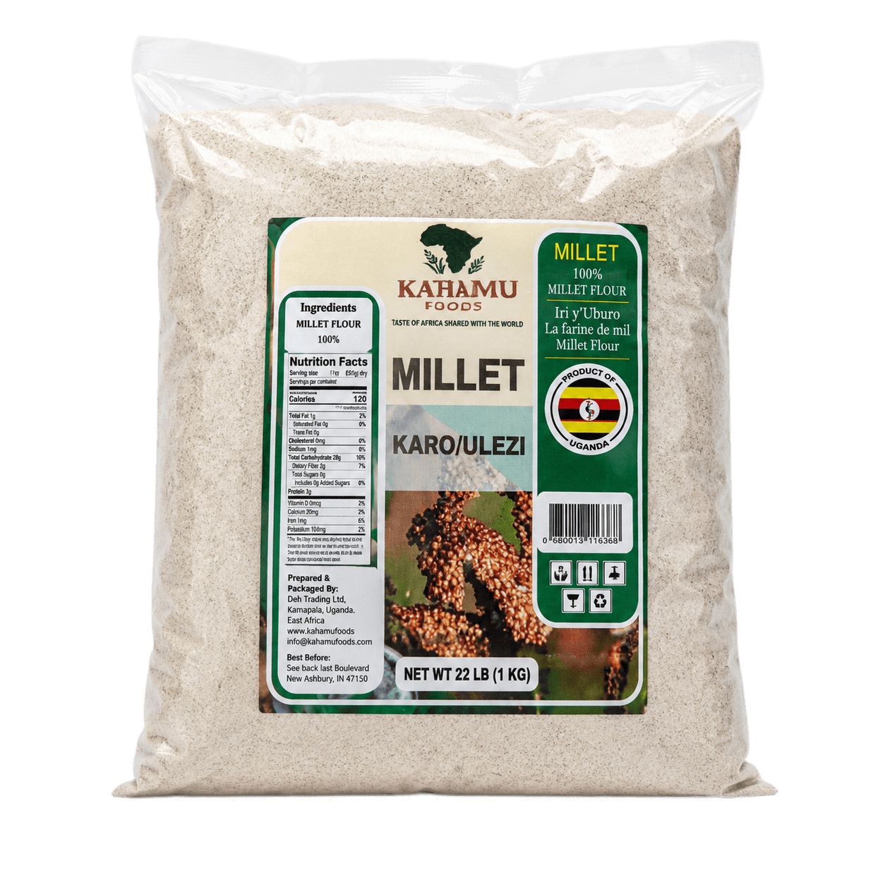 Kahamu Foods Millet (Karo/Ulezi) Flour - 2.2 lb (1 kg)
