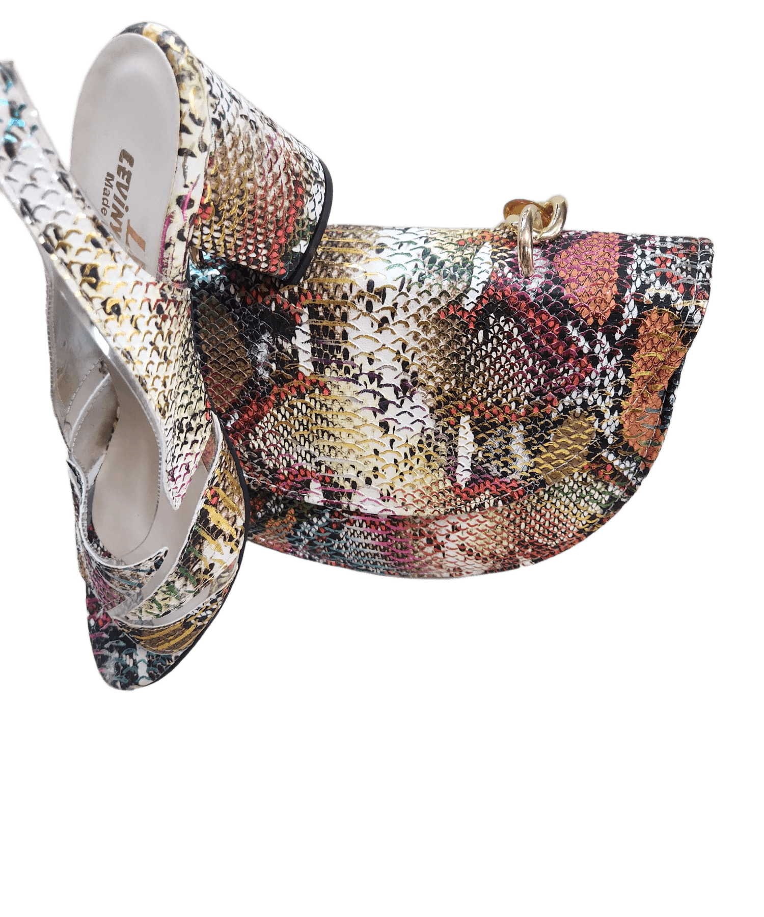Multicolor Snakeskin Heels & Matching Bag Set – Made in Turkey image 3