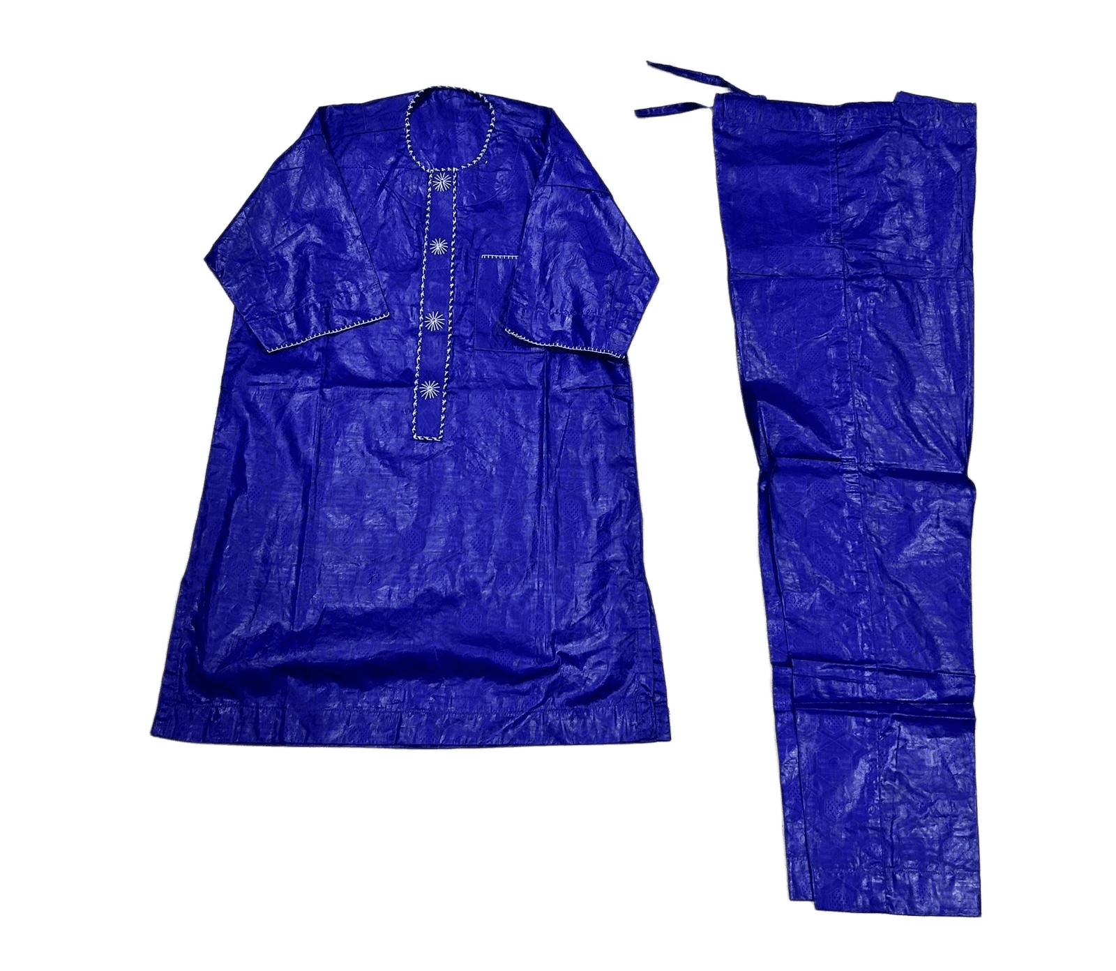 Men's Royal Blue African 2-Piece Set – Embroidered Top & Pants