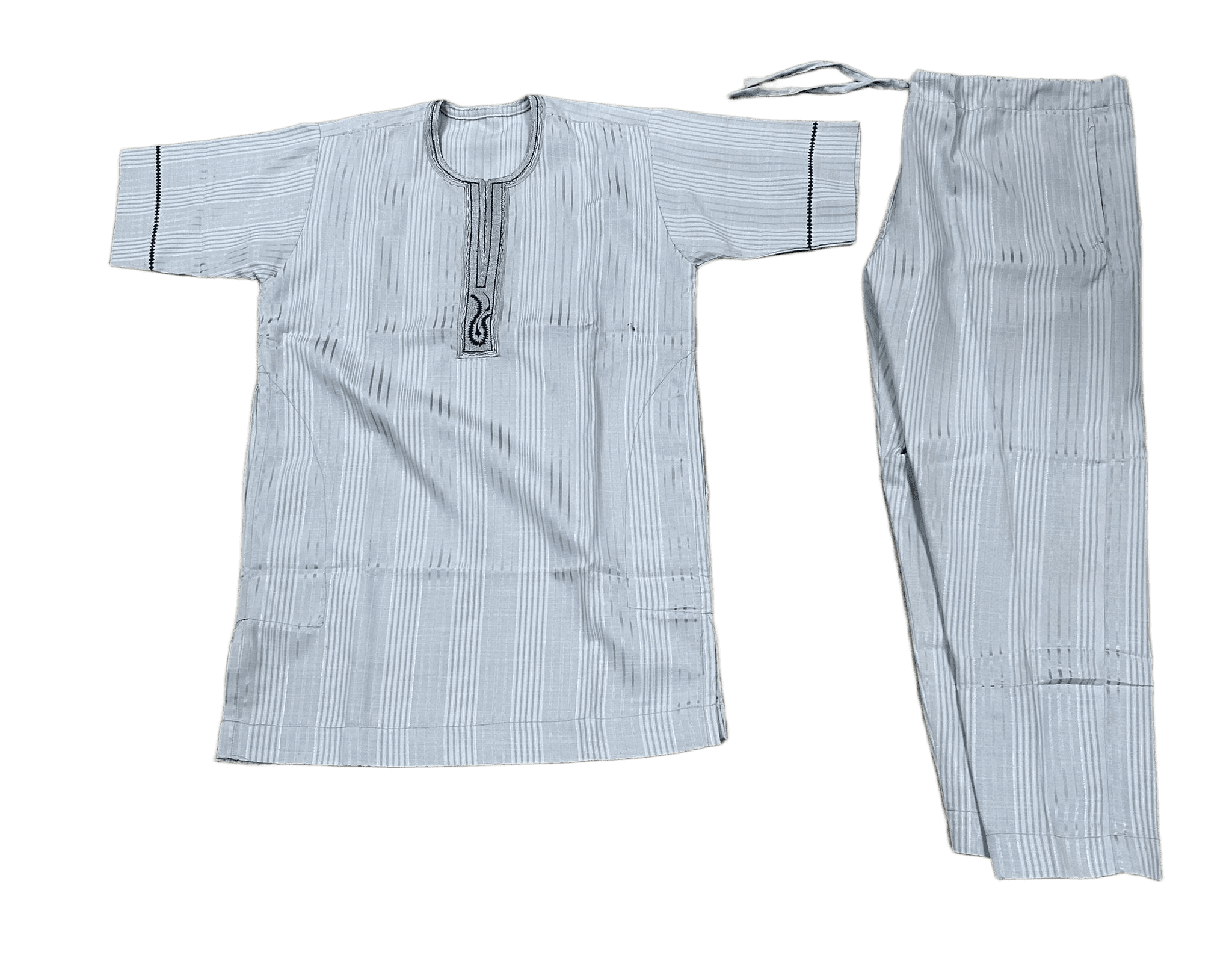 Men's African Embroidered 2-Piece Set – Short Sleeve Top & Trousers