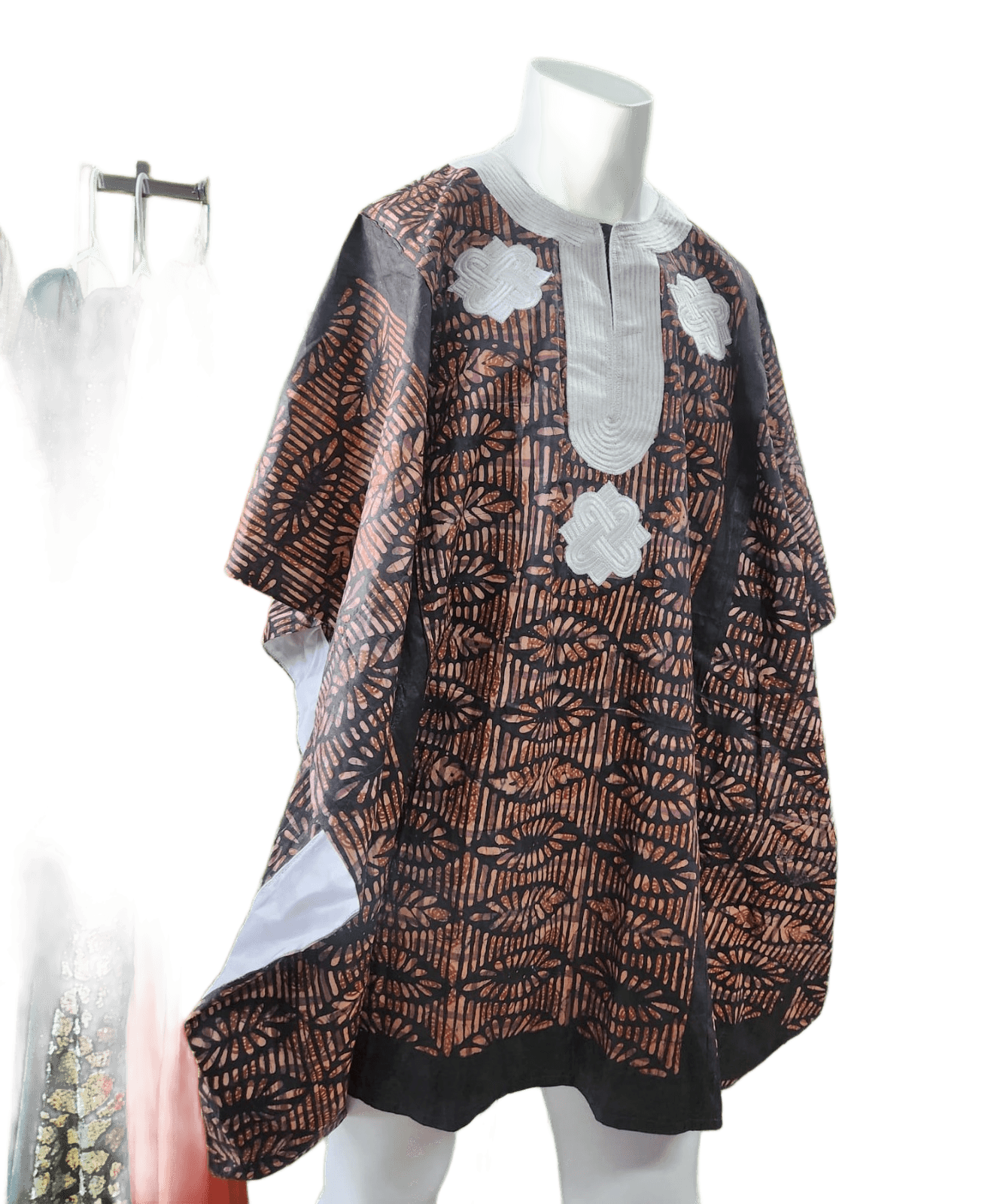 Men's Dashiki– African Print with White Collar