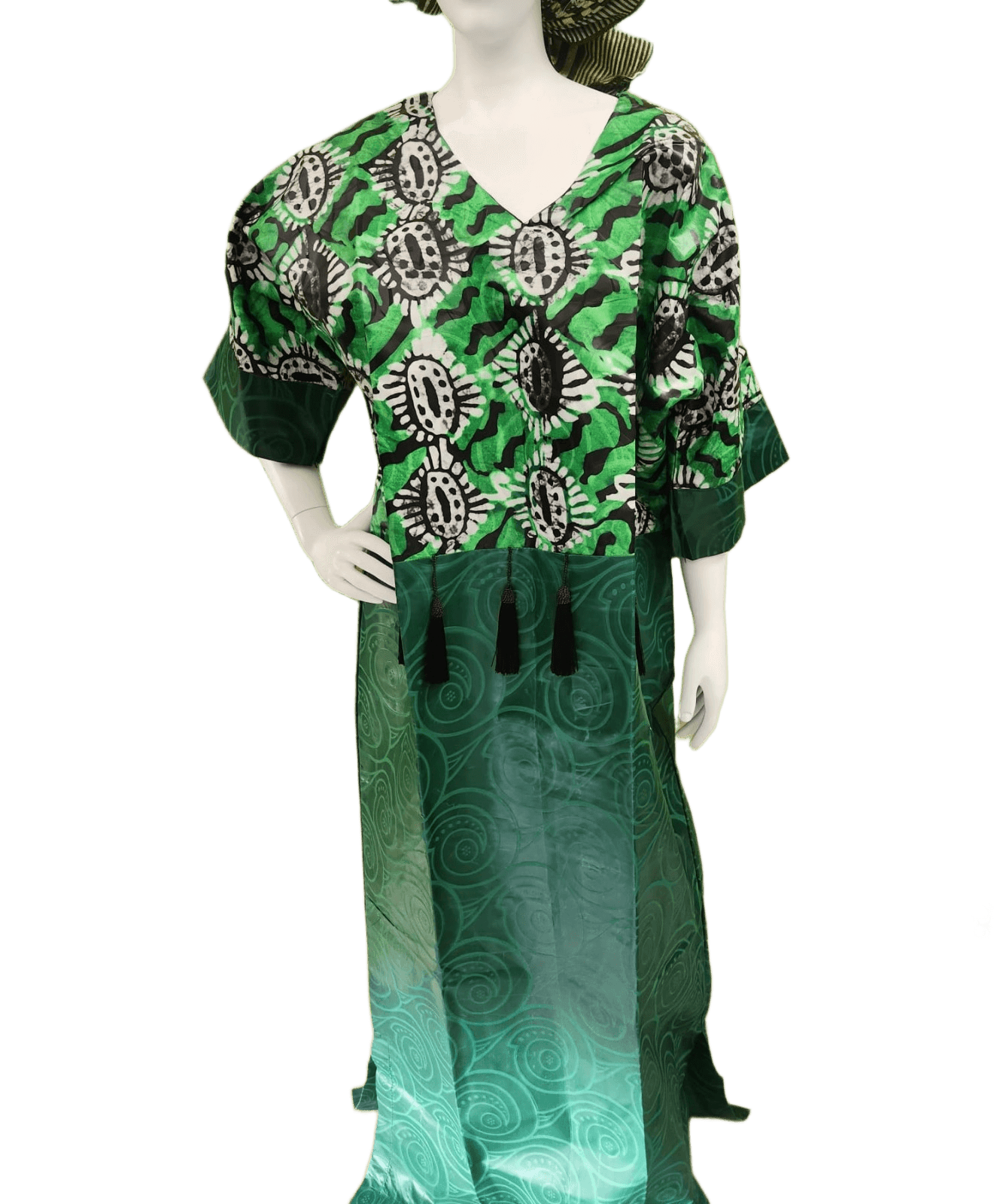 Green African Kaftan Maxi Dress image 2