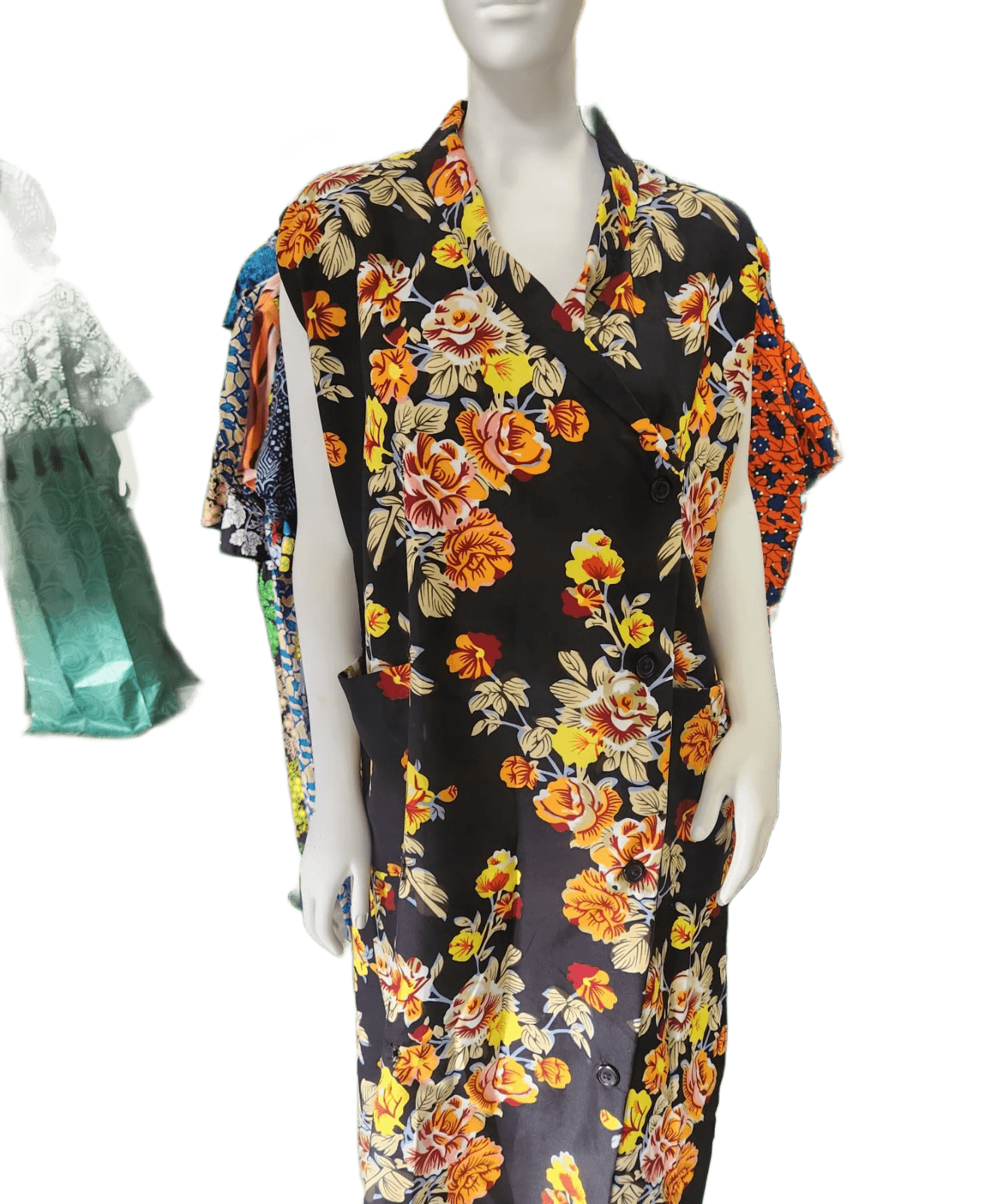 Black/Organge Floral Maxi Dress image 4