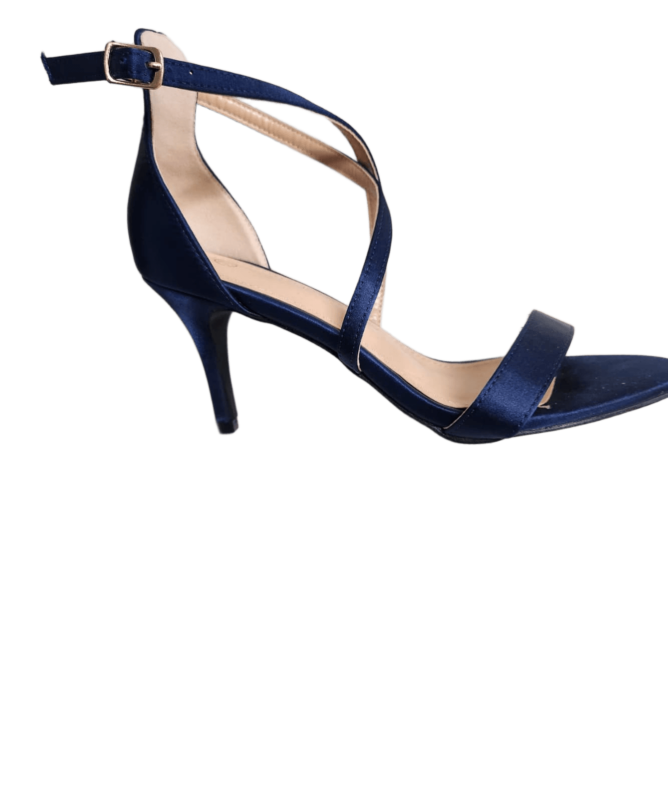 Navy Blue Satin Heel