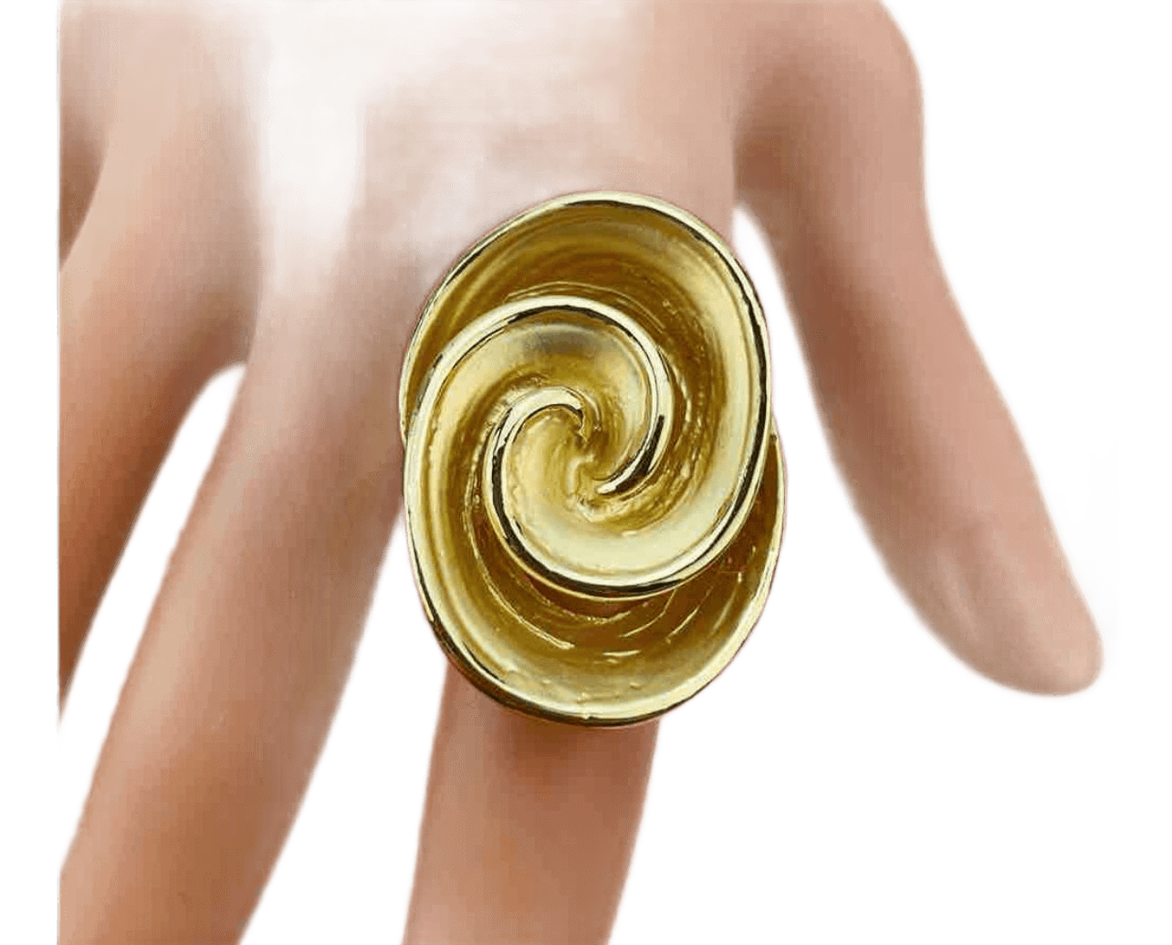 Bold Gold-Tone Swirl Spiral Statement Ring